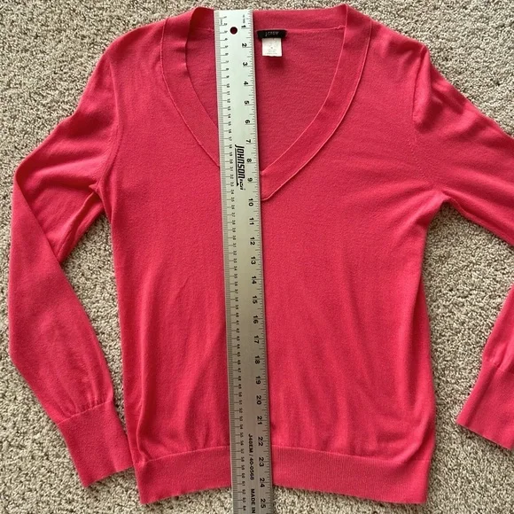 J Crew Womens Sweater Salmon Long Sleeve V Neck Cotton Summer Medium RN77388 - Picture 6 of 12